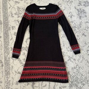 Aventura Black Sweater Dress with Red, Gray, & Purple Accents